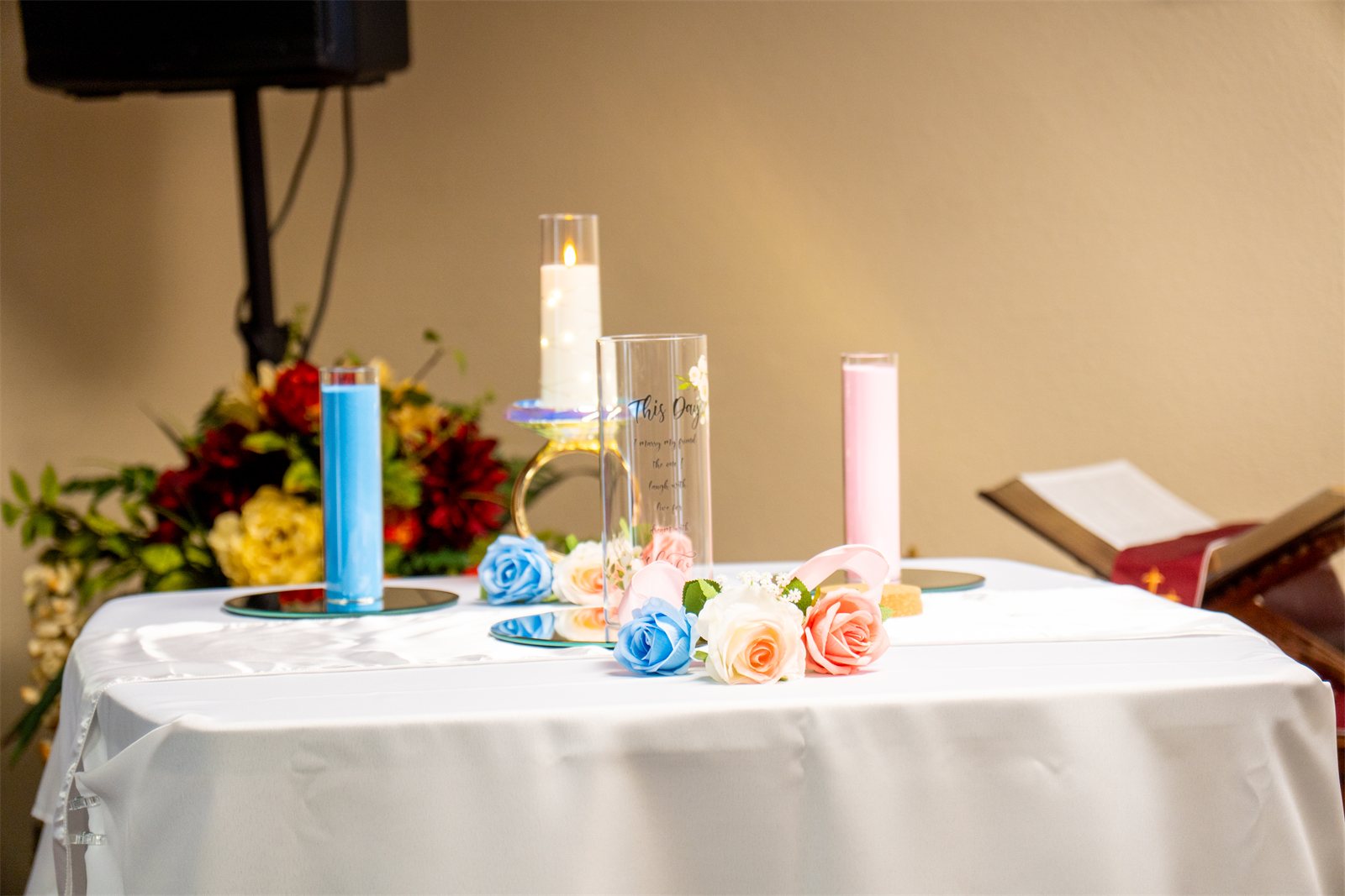 Unity candle table with florals